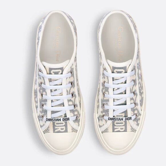 Authentic Dior Walk'n'Dior Sneakers (Stone Gray Oblique Embroidered Canvas) - Picture 1 of 4